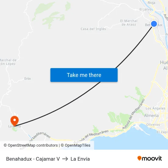 Benahadux - Cajamar V to La Envía map