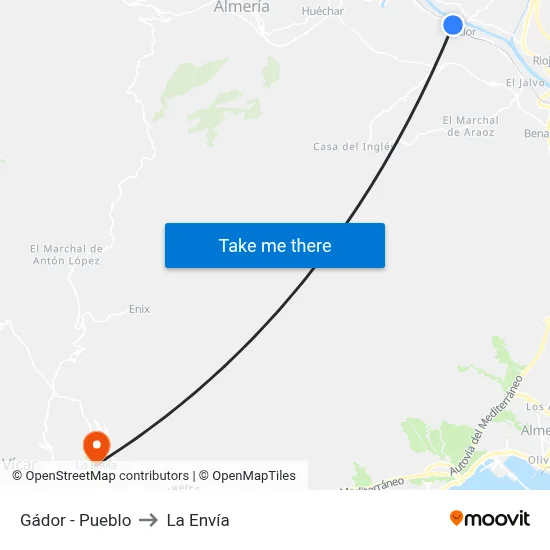 Gádor - Pueblo to La Envía map