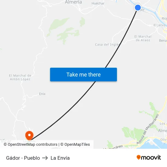 Gádor - Pueblo to La Envía map