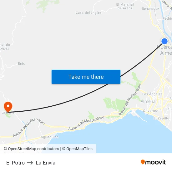 El Potro to La Envía map