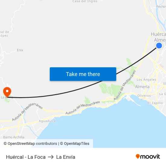 Huércal - La Foca to La Envía map