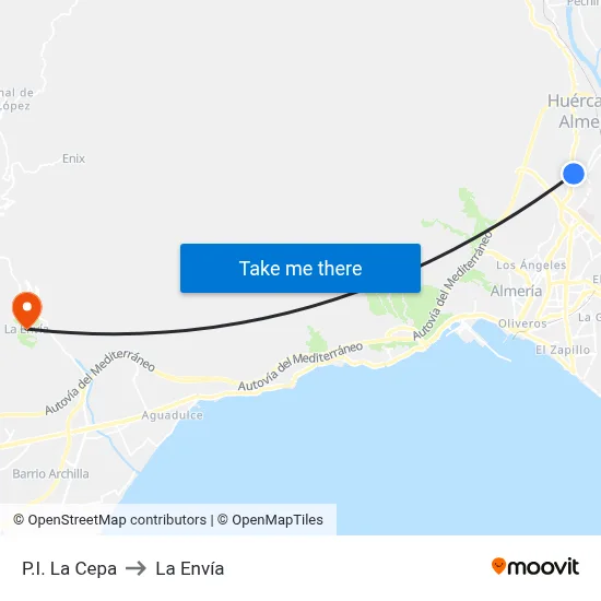 P.I. La Cepa to La Envía map