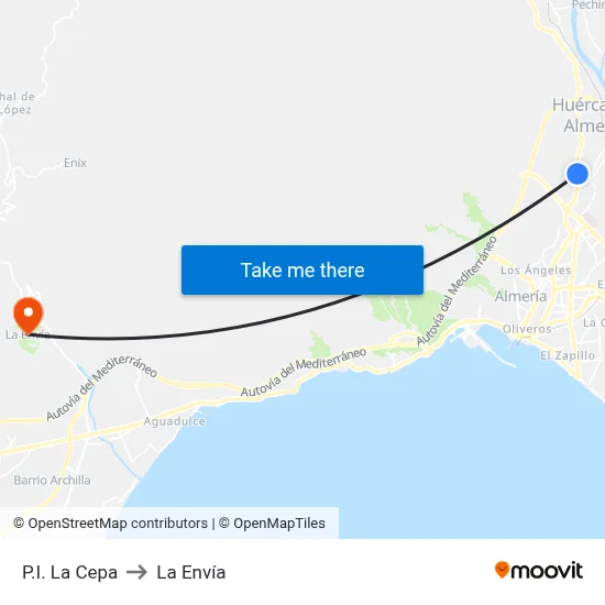 P.I. La Cepa to La Envía map