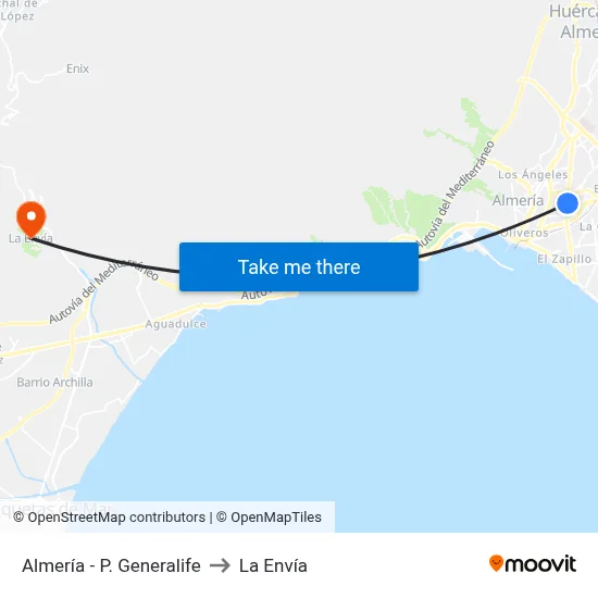 Almería - P. Generalife to La Envía map