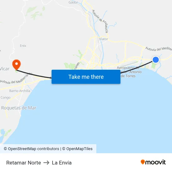Retamar Norte to La Envía map