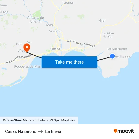 Casas Nazareno to La Envía map