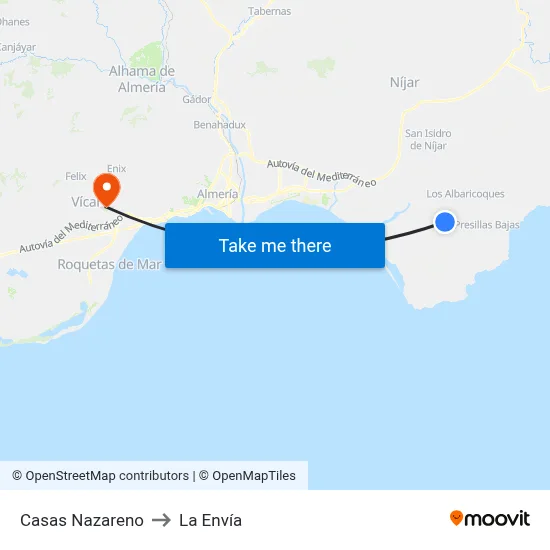 Casas Nazareno to La Envía map