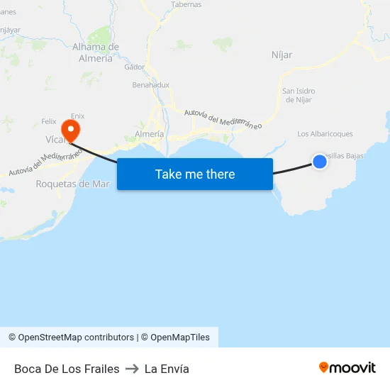 Boca De Los Frailes to La Envía map
