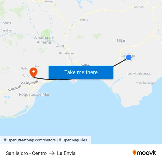 San Isidro - Centro to La Envía map