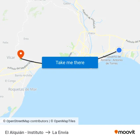 El Alquián - Instituto to La Envía map