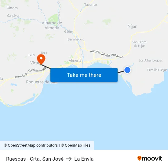 Ruescas - Crta. San José to La Envía map