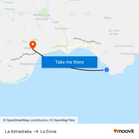 La Almadraba to La Envía map