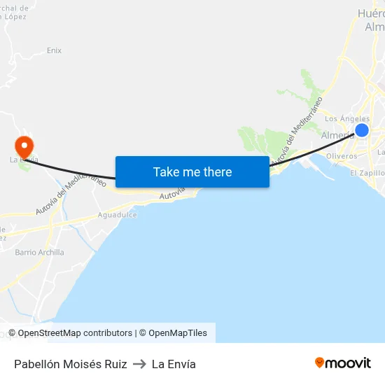 Pabellón Moisés Ruiz to La Envía map