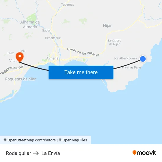 Rodalquilar to La Envía map