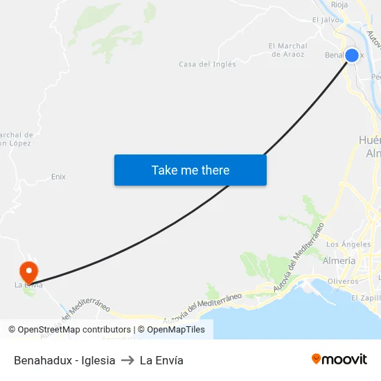 Benahadux - Iglesia to La Envía map