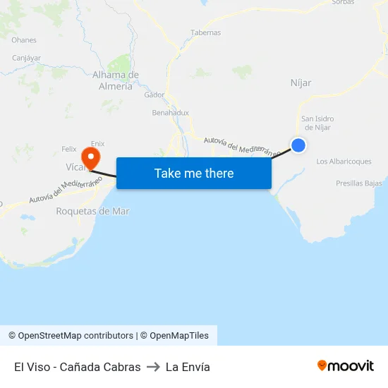 El Viso - Cañada Cabras to La Envía map