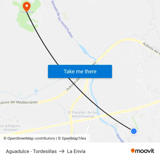 Aguadulce - Tordesillas to La Envía map