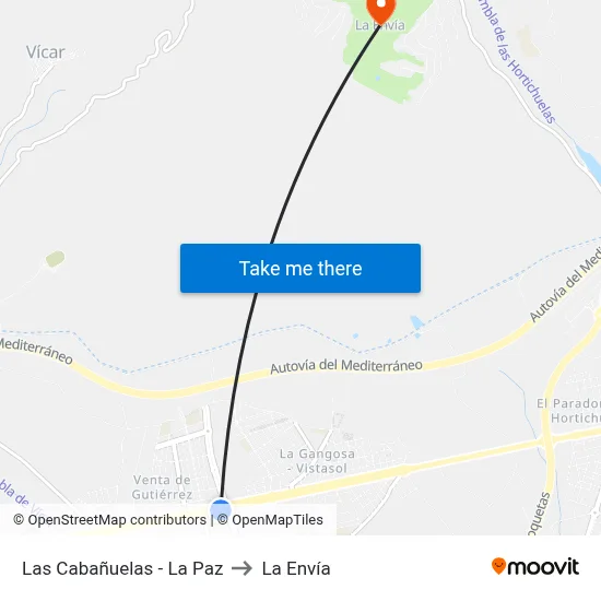 Las Cabañuelas - La Paz to La Envía map