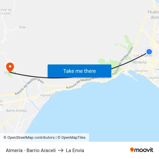Almería - Barrio Araceli to La Envía map