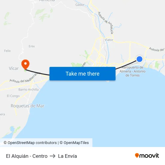 El Alquián - Centro to La Envía map