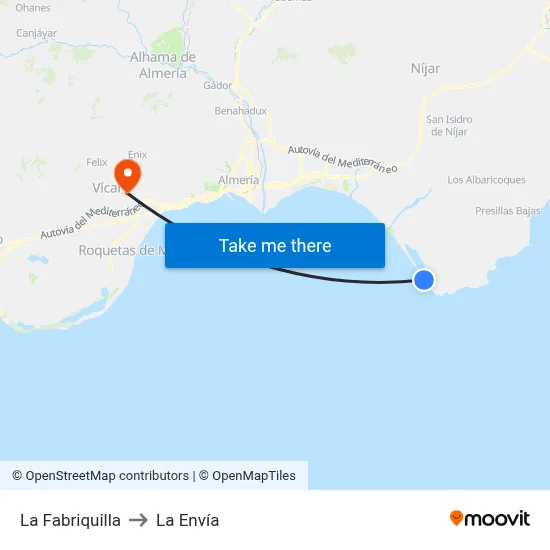 La Fabriquilla to La Envía map