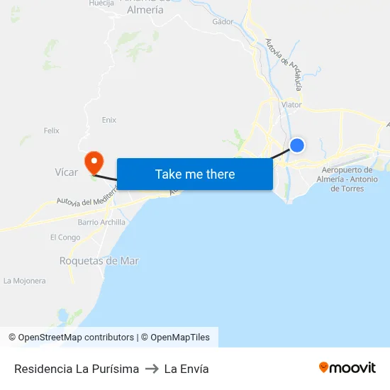 Residencia La Purísima to La Envía map