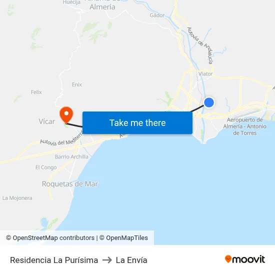 Residencia La Purísima to La Envía map