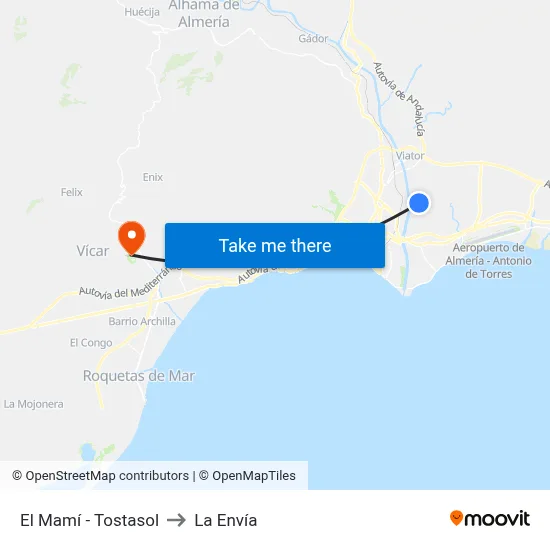 El Mamí - Tostasol to La Envía map