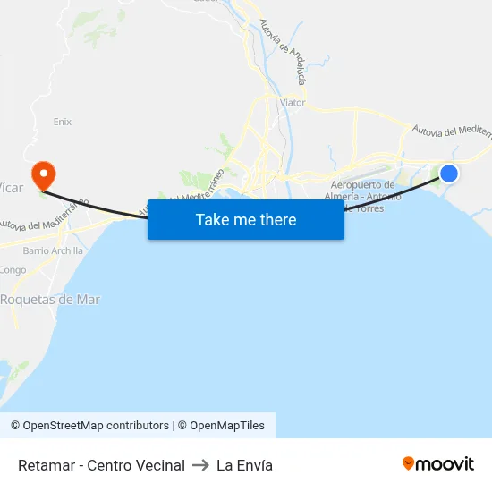 Retamar - Centro Vecinal to La Envía map