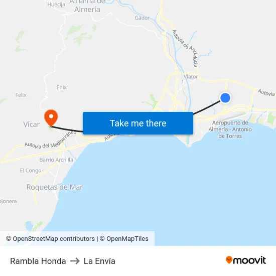 Rambla Honda to La Envía map
