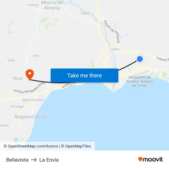 Bellavista to La Envía map