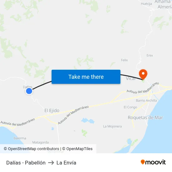 Dalías - Pabellón to La Envía map