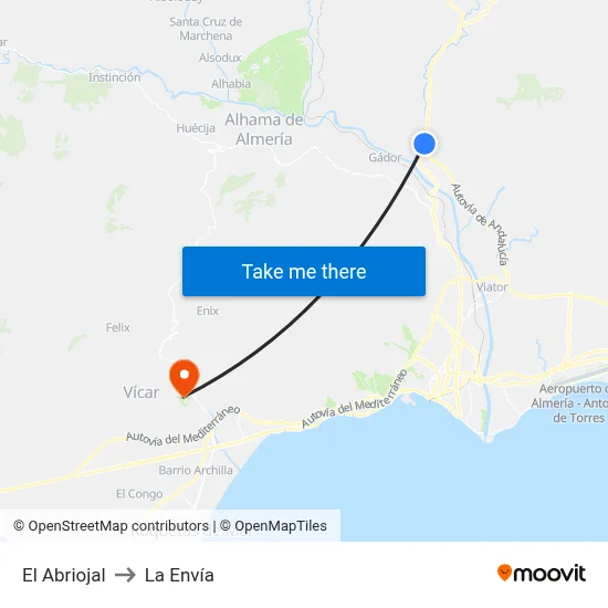 El Abriojal to La Envía map