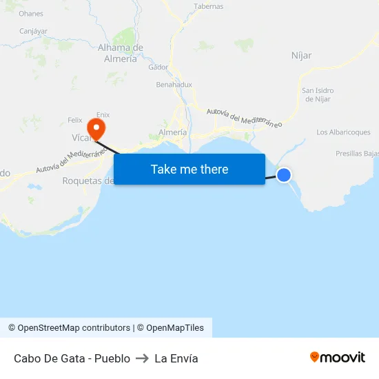 Cabo De Gata - Pueblo to La Envía map