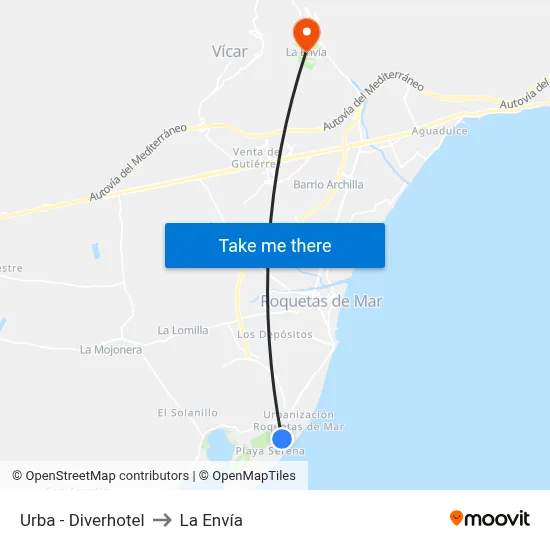 Urba - Diverhotel to La Envía map