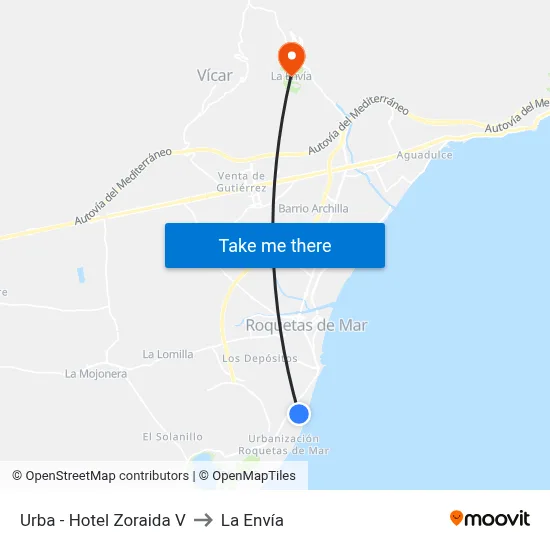 Urba - Hotel Zoraida V to La Envía map