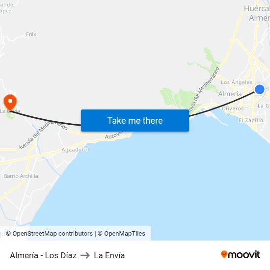 Almería - Los Díaz to La Envía map