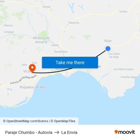 Paraje Chumbo - Autovía to La Envía map