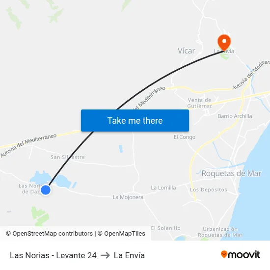 Las Norias - Levante 24 to La Envía map
