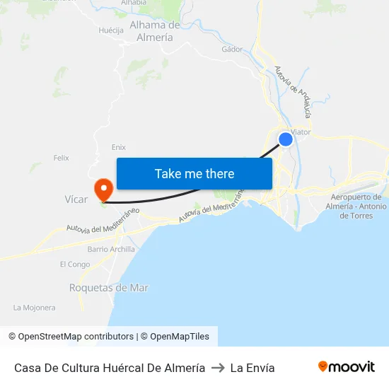 Casa De Cultura Huércal De Almería to La Envía map