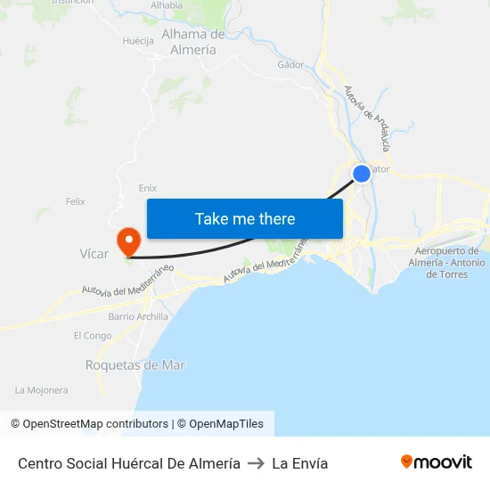 Centro Social Huércal De Almería to La Envía map