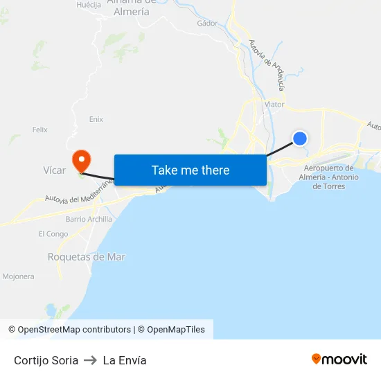 Cortijo Soria to La Envía map