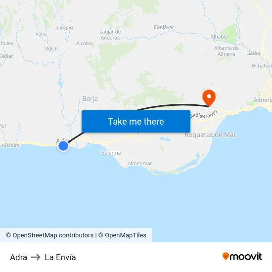 Adra to La Envía map