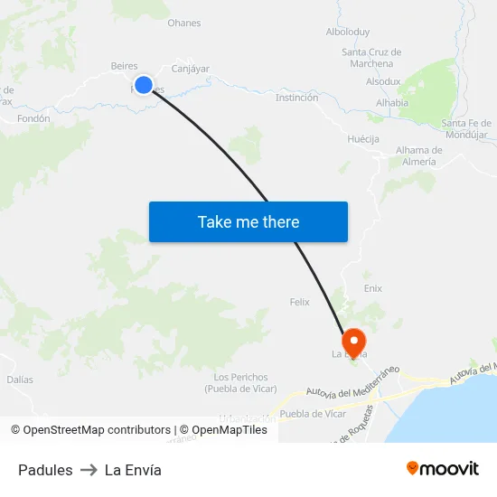 Padules to La Envía map