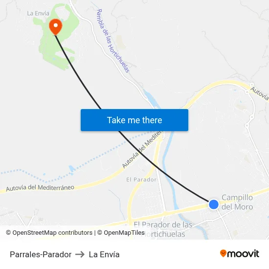 Parrales-Parador to La Envía map