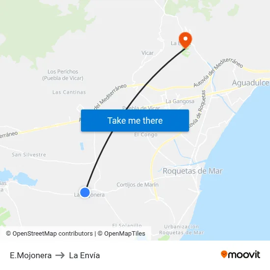 E.Mojonera to La Envía map