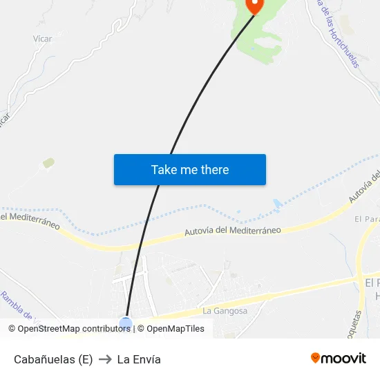 Cabañuelas (E) to La Envía map