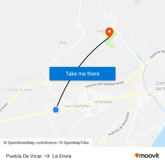 Puebla De Vicar to La Envía map