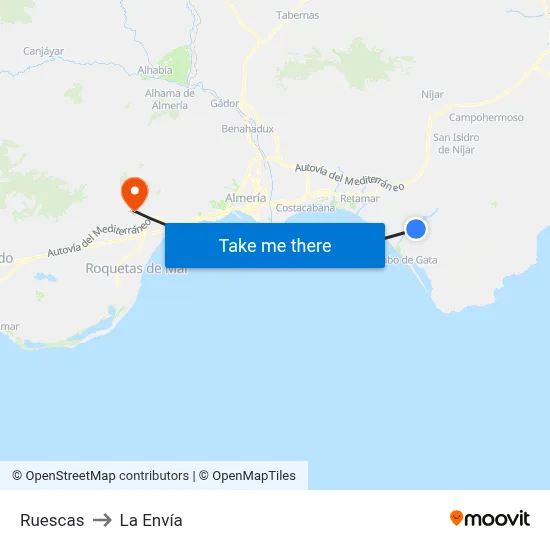 Ruescas to La Envía map