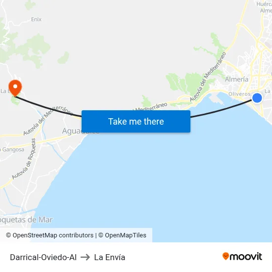 Darrical-Oviedo-Al to La Envía map